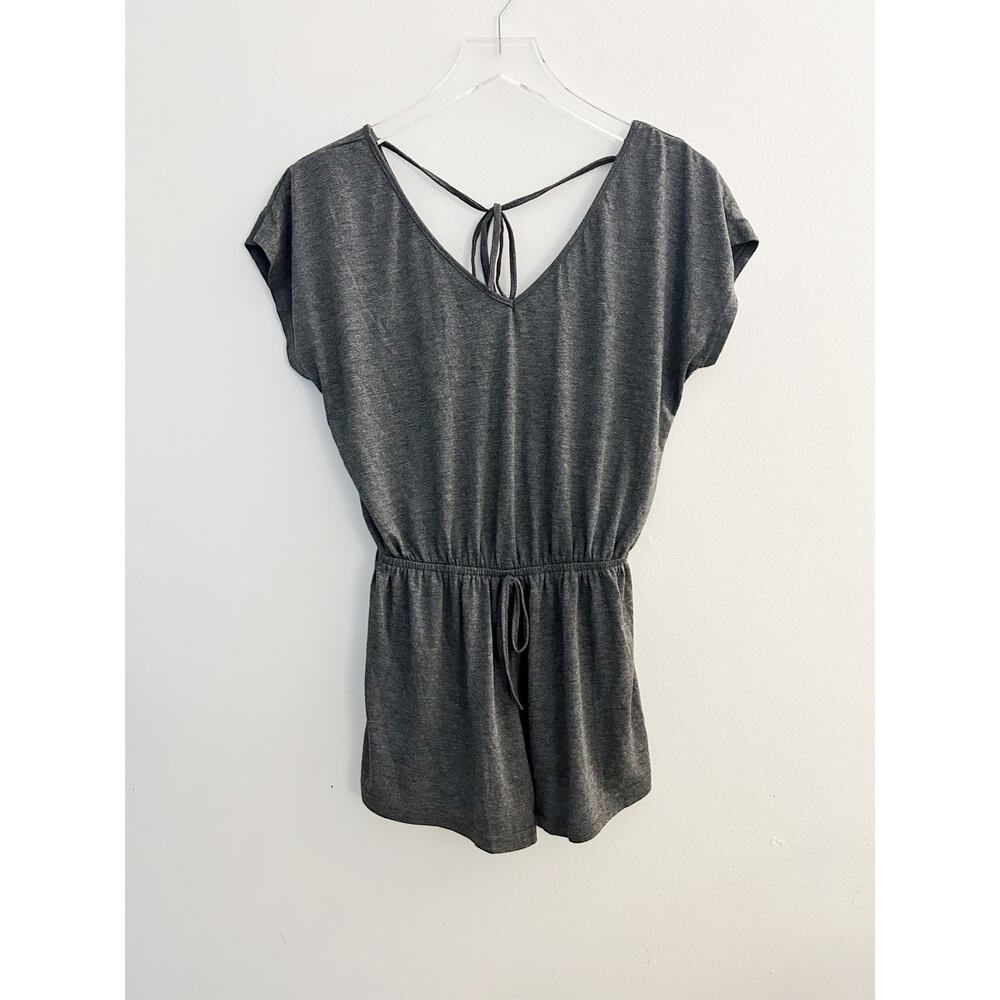 She & Sky Gray Cotton Drawstring Romper Size Small